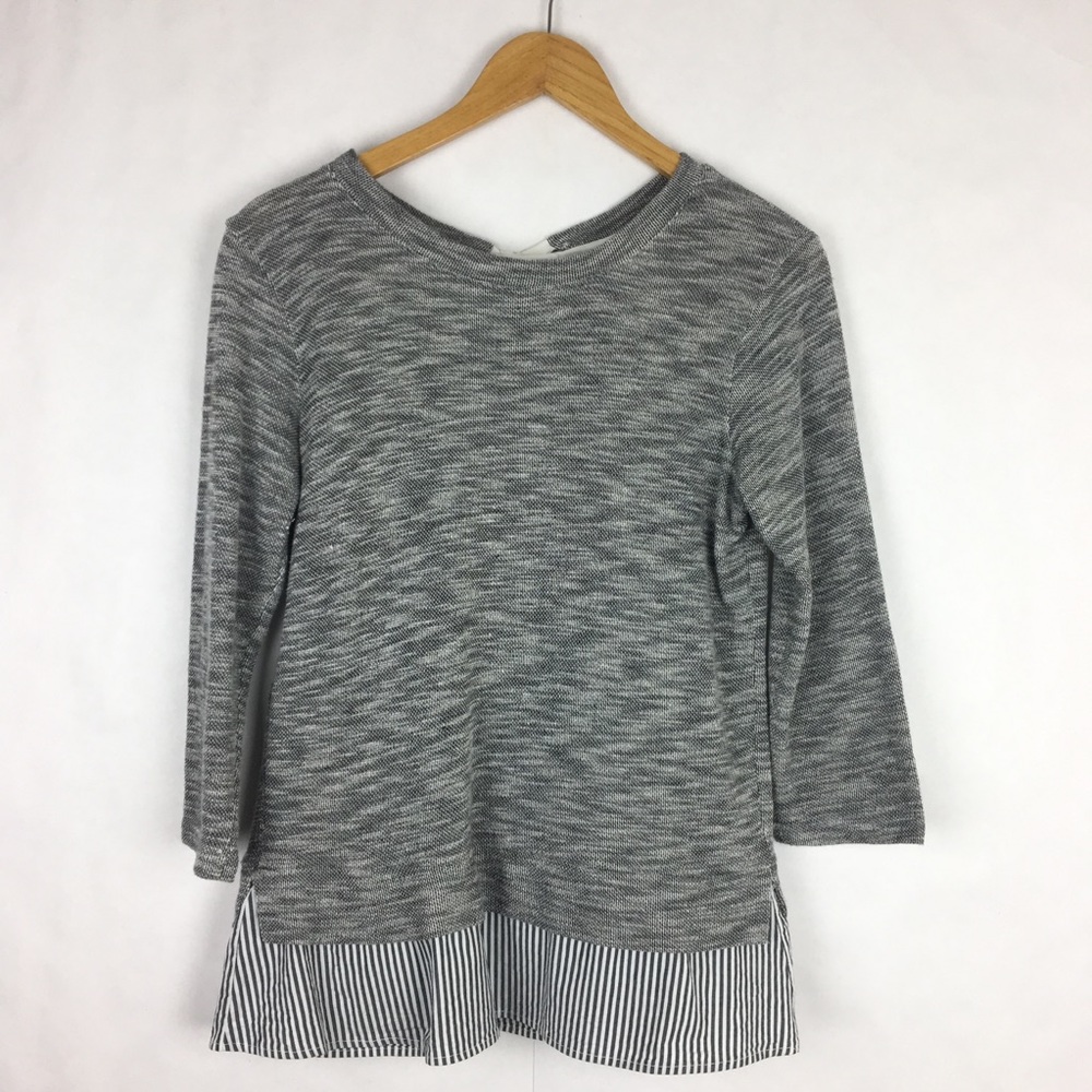 Anthropologie Ruffled Ribboned Pullover Stripe Sm